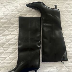 Zara Sleek Black Leather Heeled Boots